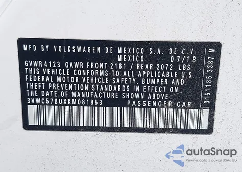 2019 Volkswagen Jetta S/Se/R-Line from USA, damaged, VIN 3VWC57BUXKM081853